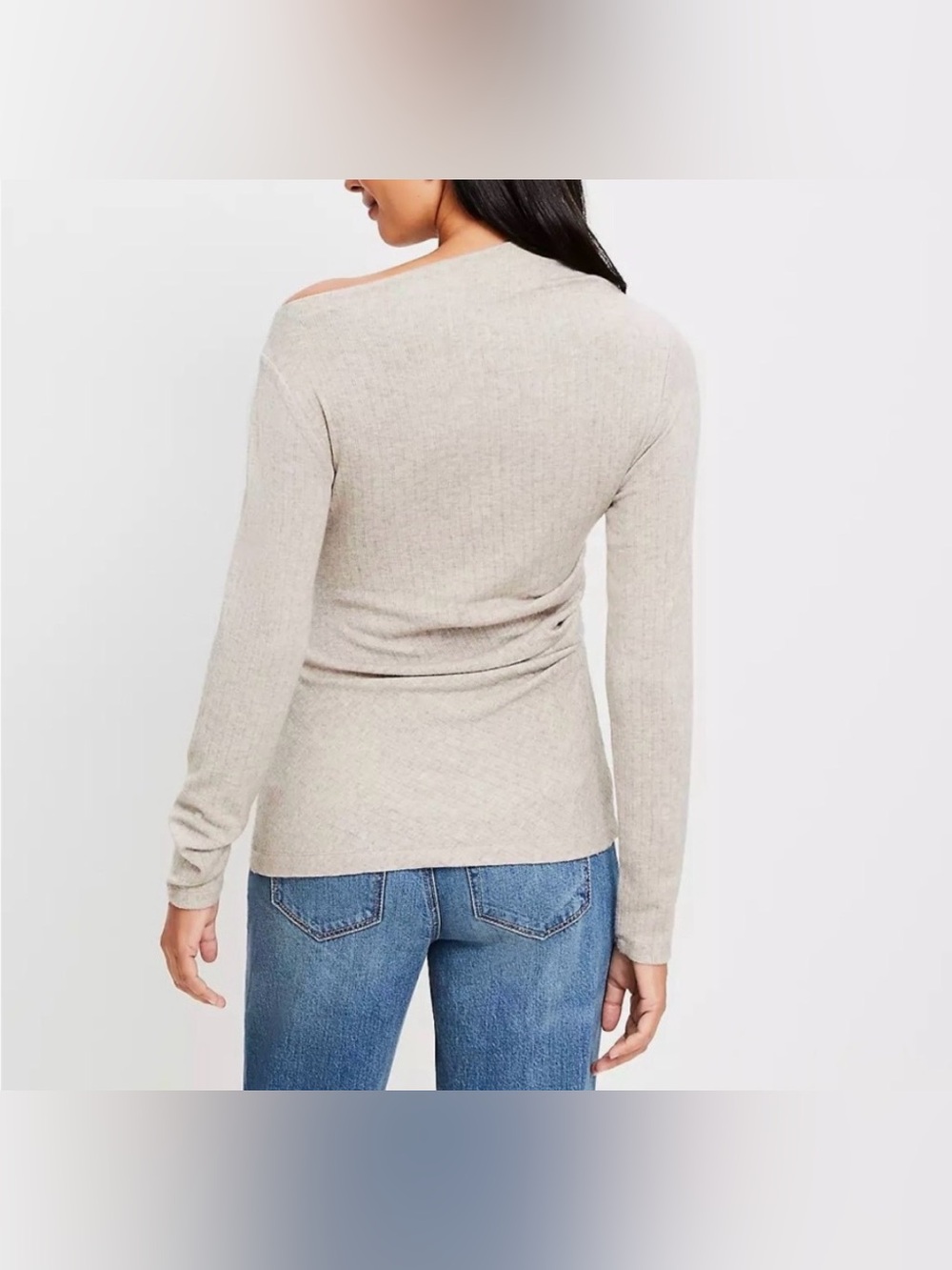 LOFT Heathered Cozy Ribbed Asymmetric
Neck Top - Picture 2 of 8